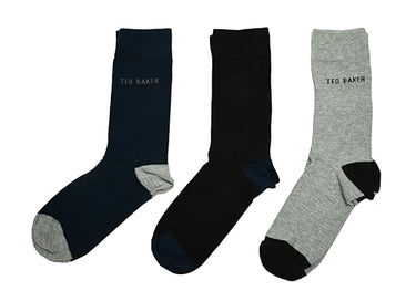 Ted Baker London Mixxed Herren-Knöchelsocken, Bio-Baumwolle, Schwarz, Marineblau und Grau, im Sale